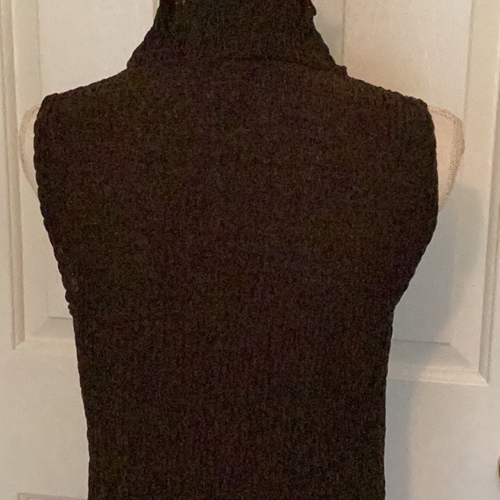 Cache Vintage Espresso Brown Ruched Sleeveless Turtleneck Top - Picture 7 of 11